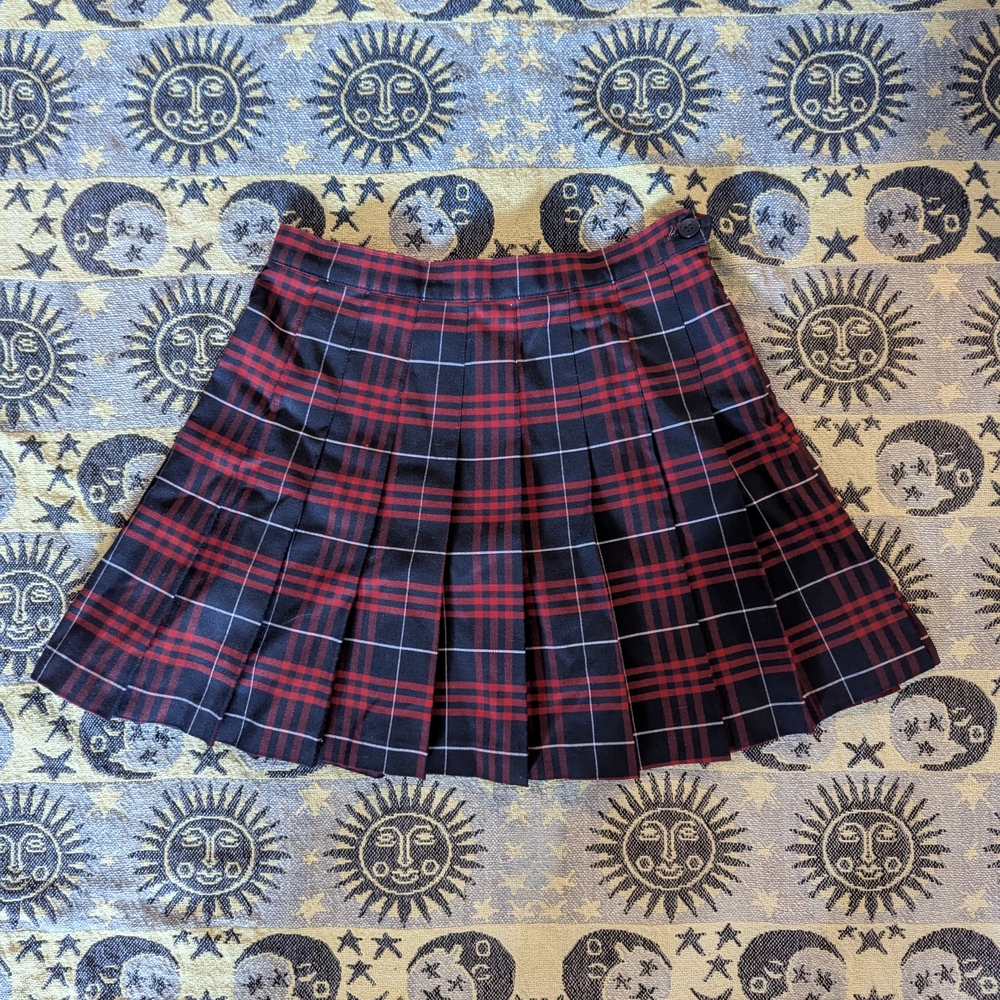 American Apparel Red and Blue Skater Mini Skirt
